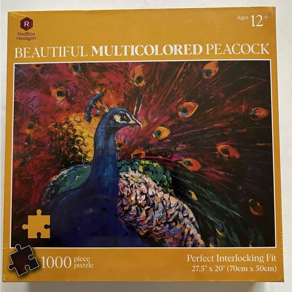 1000 Piece Jigsaw Puzzle Beautiful Multicolored Peacock New